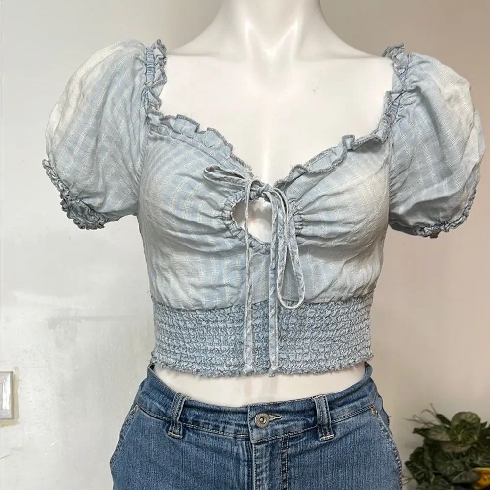 Vintage havana blue Ruffled Women's Top
